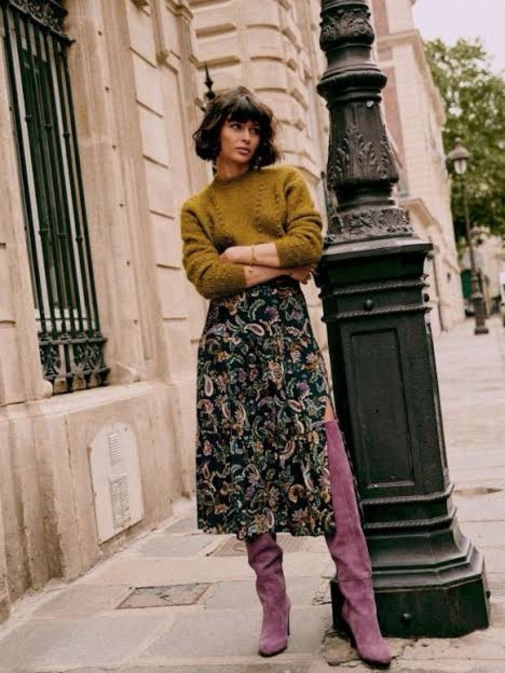 Sezane Tammie Floral Midi Skirt in Navy with Paisley Print Size 42 / US 10